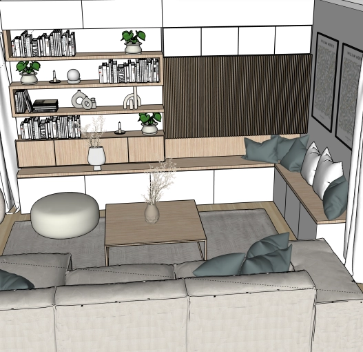 Scandinave, Salon / séjour, 3D d'ambiance