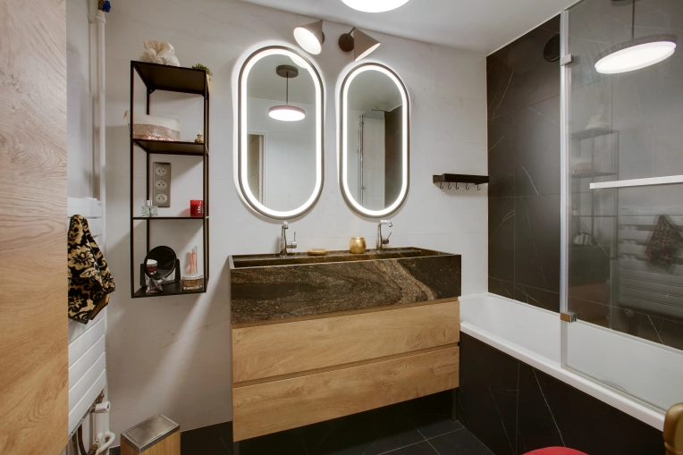 Industrial, Contemporary, Japanese, Scandinavian, Bathroom, Chic, Nature, Wabi-sabi, Consultation Visit, Full Project, Creation of exclusive furniture, Shopping list, 3D ambiance, Plan, Renovation