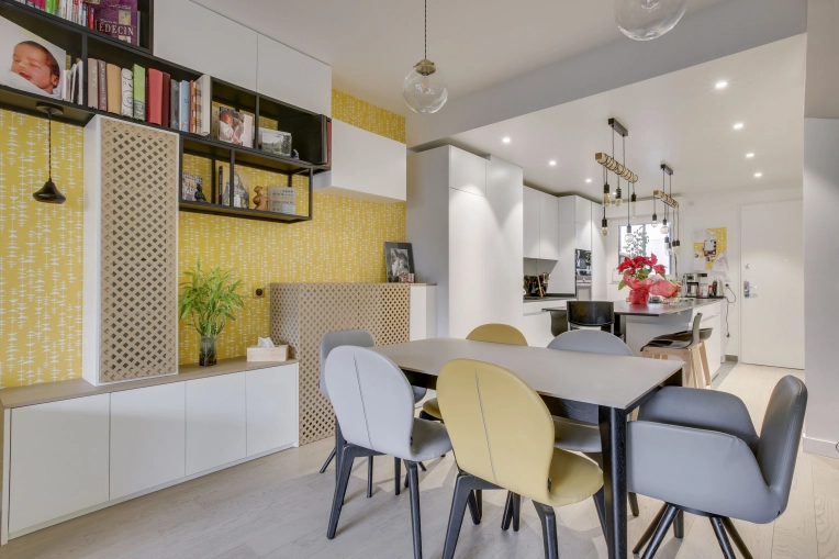 Contemporary, Scandinavian, Chic, Dining room, Consultation Visit, Full Project, Creation of exclusive furniture, Shopping list, 3D ambiance, Plan, Renovation