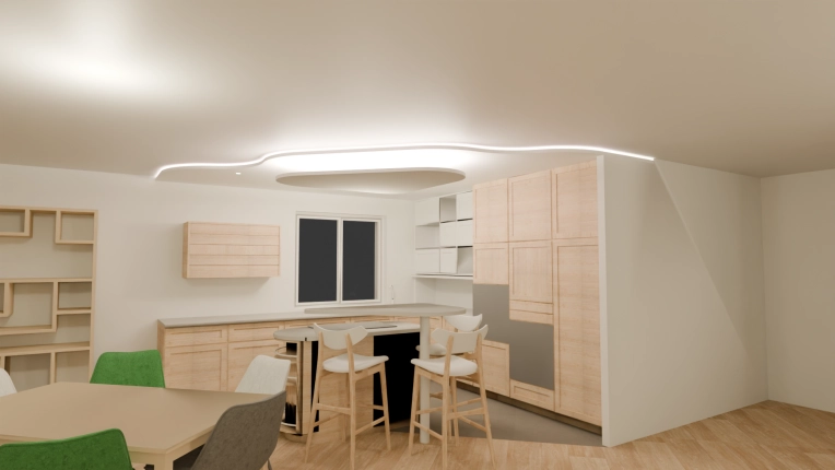 Minimalist, Scandinavian, Kitchen, 3D ambiance, Renovation