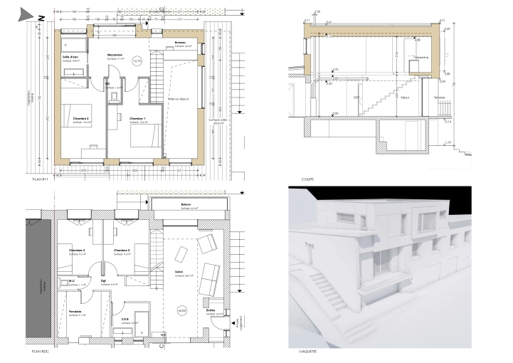 Home, Minimalist, Contemporary, Full Project, 3D ambiance, Plan