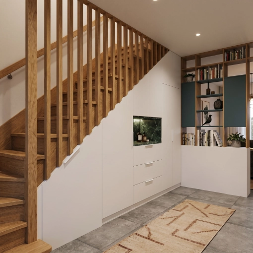 Minimalist, Scandinavian, Dressing, Full Project, Creation of exclusive furniture, 3D ambiance, Plan