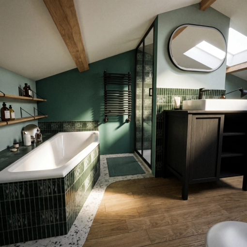 Industrial, Contemporary, Bathroom, Nature, Consultation Visit, Full Project, Creation of exclusive furniture, Shopping list, 3D ambiance, Plan