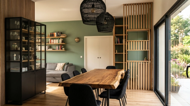 Industrial, Vintage, Nature, Dining room, Consultation Visit, Creation of exclusive furniture, Shopping list, 3D ambiance, Plan