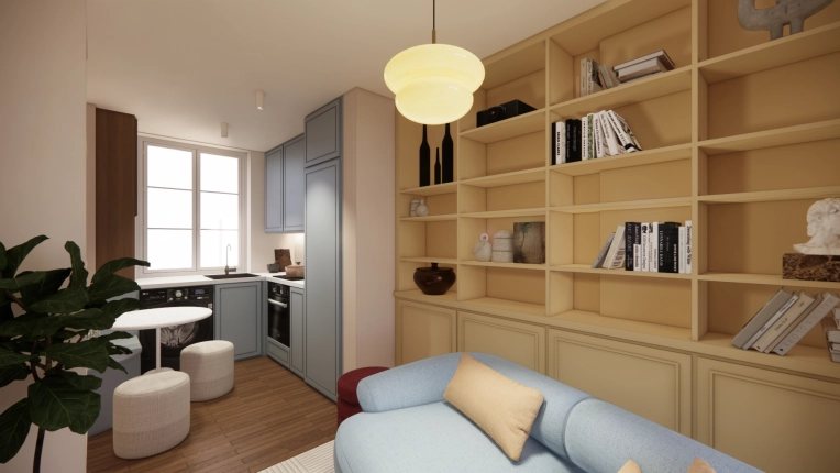 Minimalist, Contemporary, Tiny house, Full Project, Creation of exclusive furniture, Shopping list, 3D ambiance, Plan, Renovation