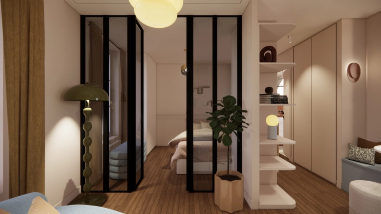 Minimalist, Contemporary, Tiny house, Full Project, Creation of exclusive furniture, Shopping list, 3D ambiance, Plan, Renovation