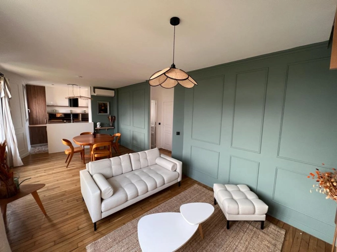 Contemporary, Chic, Living room, Full Project, Shopping list, 3D ambiance, Plan, Renovation