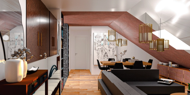 Contemporary, Dining room, 3D ambiance