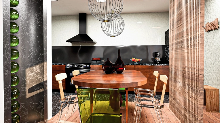 Contemporary, Chic, Dining room, 3D ambiance