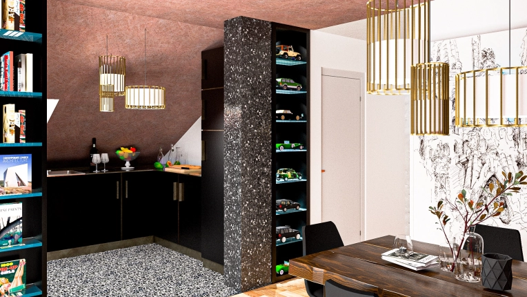 Contemporary, Kitchen, 3D ambiance