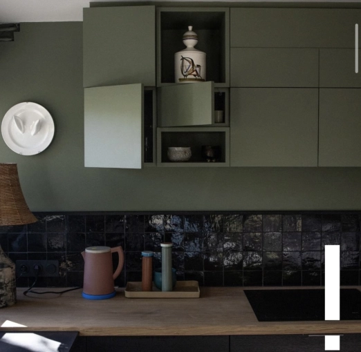 Contemporary, Japanese, Kitchen, Chic, 3D ambiance, Plan