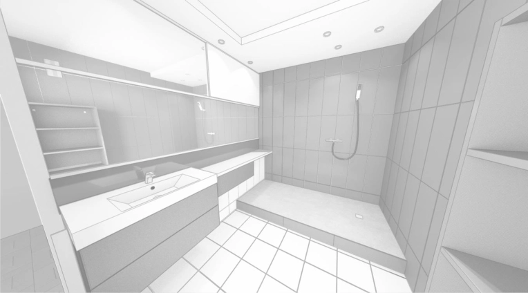 Bathroom, 3D ambiance, Plan