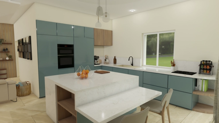 Contemporary, Kitchen, 3D ambiance