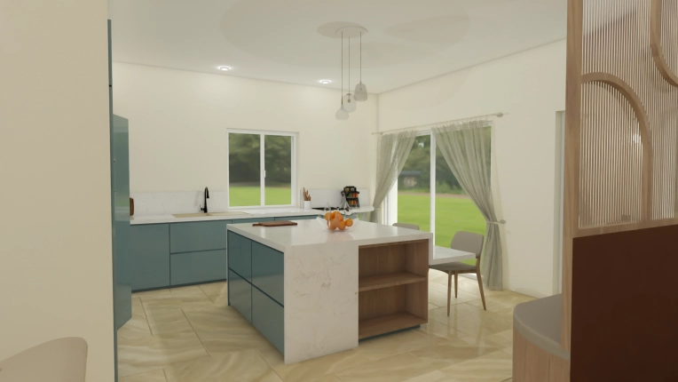 Contemporary, Kitchen, 3D ambiance