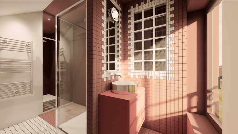 Industrial, Contemporary, Bathroom, Chic, Consultation Visit, Full Project, Creation of exclusive furniture, 3D ambiance, Plan, Renovation