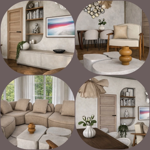Contemporary, Chic, Living room, Consultation Visit, Full Project, Remote Coaching, Shopping list, 3D ambiance, Plan