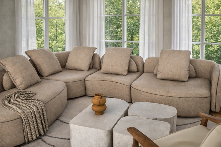 Contemporary, Chic, Living room, Consultation Visit, Full Project, Remote Coaching, Shopping list, 3D ambiance, Plan