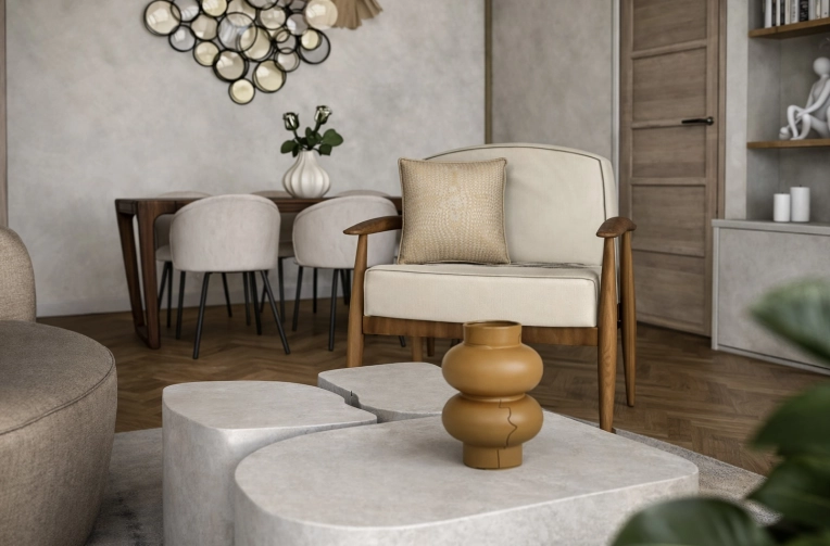 Contemporary, Chic, Living room, Consultation Visit, Full Project, Remote Coaching, Shopping list, 3D ambiance, Plan