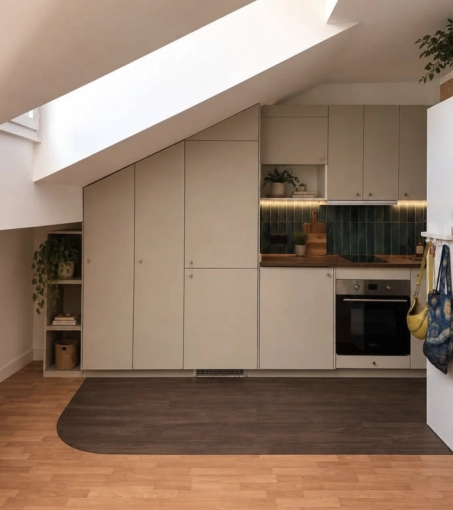 Bohemian, Minimalist, Kitchen, Chic, Consultation Visit, Creation of exclusive furniture, Shopping list, 3D ambiance, Plan, Renovation