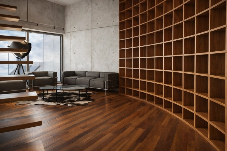 Minimalist, Contemporary, Japanese, Living room, Full Project, 3D ambiance
