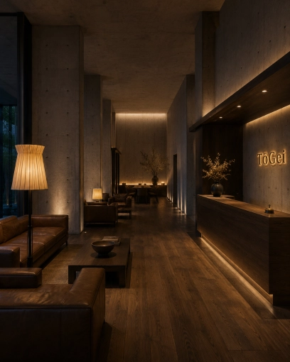 Hotel, Contemporary, Wabi-sabi, 3D ambiance, Plan