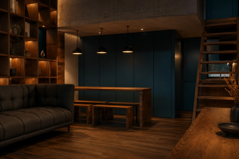 Minimalist, Tiny house, Wabi-sabi, Full Project, Creation of exclusive furniture, 3D ambiance, Plan, Renovation