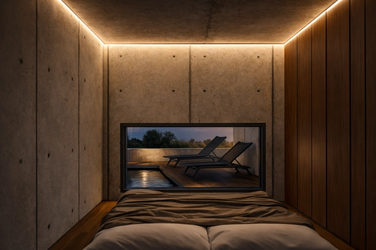 Minimalist, Contemporary, Japanese, Room, Wabi-sabi, Full Project, Creation of exclusive furniture, 3D ambiance, Plan