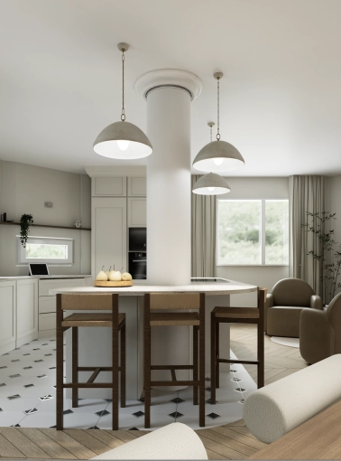 Rustic, Vintage, Kitchen, Chic, 3D ambiance