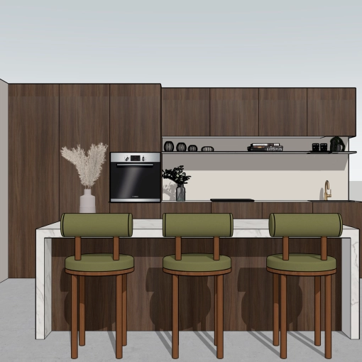 Minimalist, Kitchen, Chic, 3D ambiance