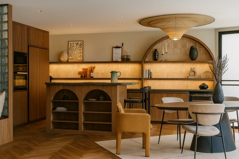 Contemporary, Japanese, Kitchen, Wabi-sabi, Consultation Visit, Full Project, Creation of exclusive furniture, Shopping list, 3D ambiance, Plan, Renovation