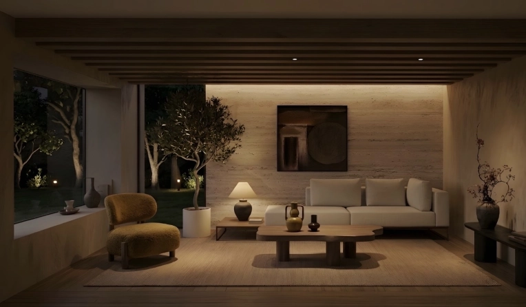 Chic, Living room, Wabi-sabi, Consultation Visit, Remote Coaching, 3D ambiance