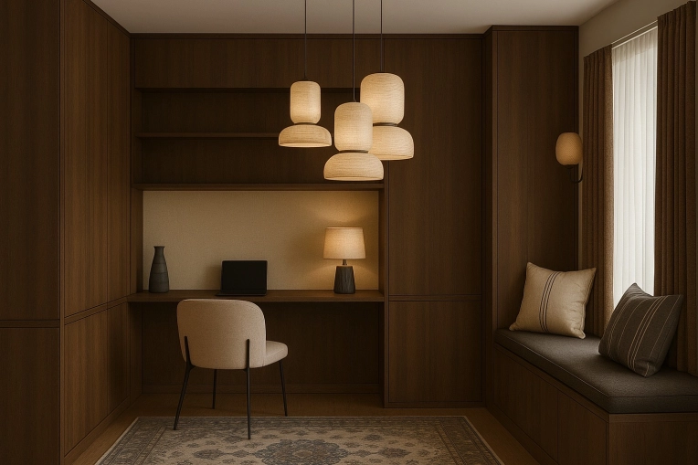Contemporary, Wabi-sabi, Dressing, 3D ambiance