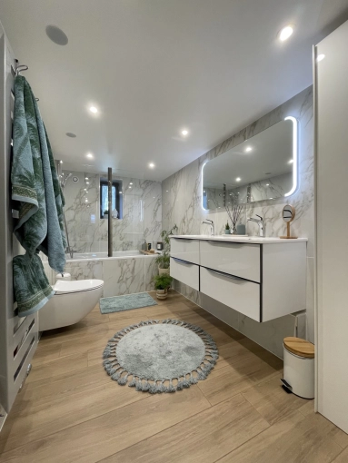 Contemporain, Salle de bain, Chic, Projet complet, Rénovation