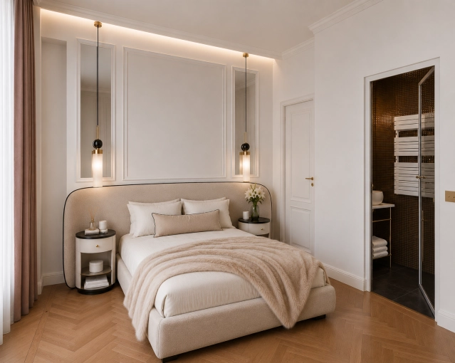 Contemporain, Appartement, Chic, Création de meubles, 3D d'ambiance