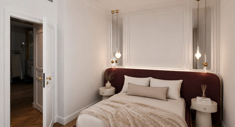 Contemporain, Appartement, Chic, Création de meubles, 3D d'ambiance