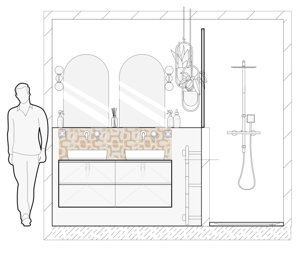 Contemporain, Salle de bain, Projet complet, Plan, Rénovation
