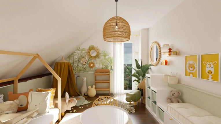 Bohème, Contemporain, Chambre, Projet complet, 3D d'ambiance, Rénovation