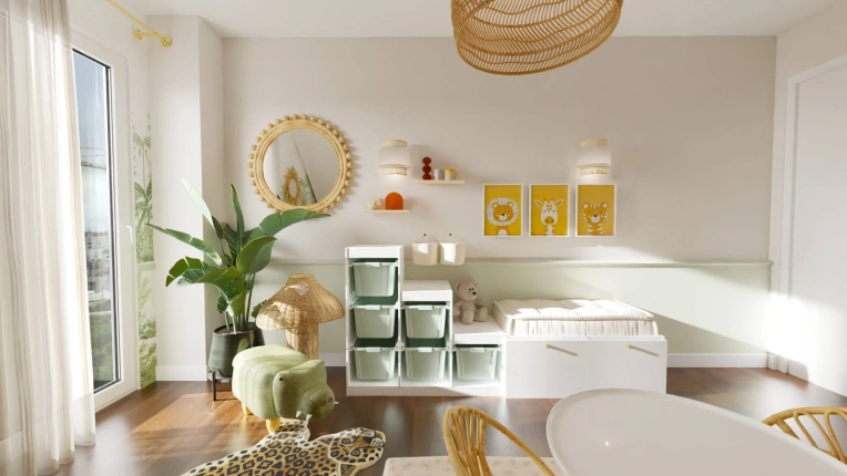 Contemporain, Chambre, Projet complet, 3D d'ambiance, Rénovation