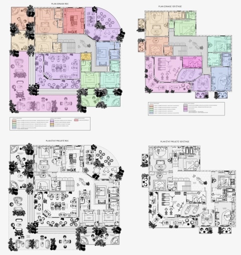 Hôtel, Contemporain, Chic, Projet complet, Plan