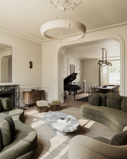 Contemporain, Chic, Salon / séjour, Projet complet, Rénovation