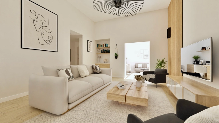 Minimalist, Contemporary, Chic, Feng Shui, Living room, Plan, Renovation