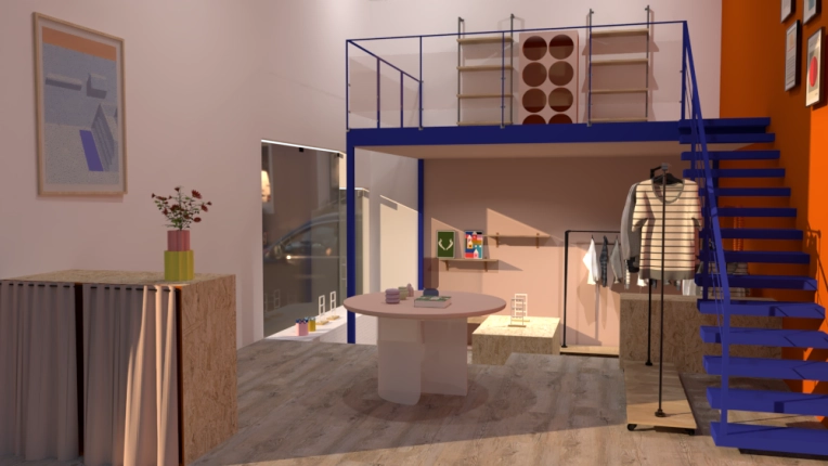 Contemporary, Retail / store, Chic, Maximalist, 3D ambiance