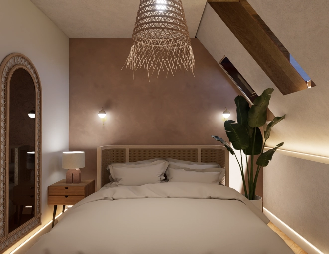 Scandinavian, Room, Nature, 3D ambiance, Plan