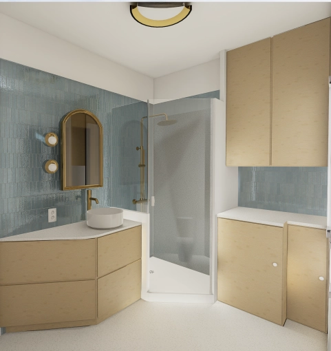 Minimalist, Contemporary, Bathroom, Nature, 3D ambiance, Renovation