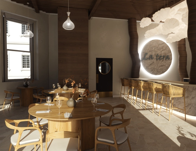 Contemporary, Restaurant, Nature, 3D ambiance