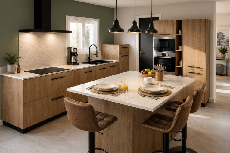 Industrial, Contemporary, Kitchen, Full Project, Shopping list, 3D ambiance