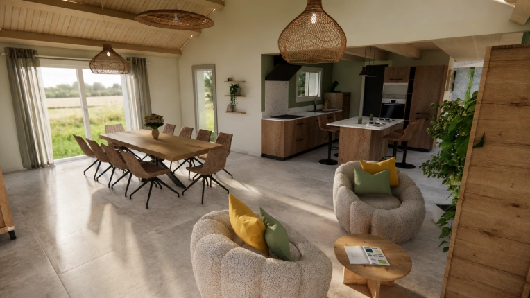 Home, Bohemian, Contemporary, Nature, Full Project, Shopping list, 3D ambiance, Plan