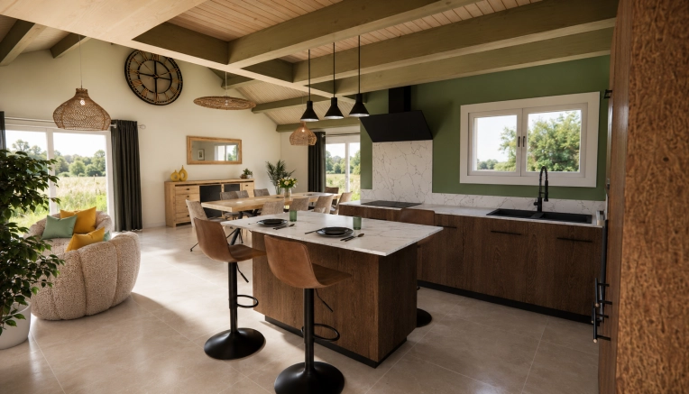Contemporary, Kitchen, Full Project, Shopping list, 3D ambiance