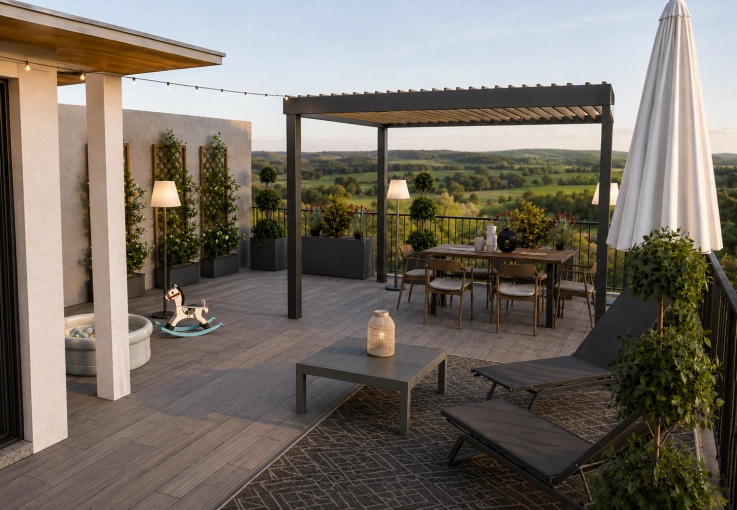 Contemporary, Outdoor/Garden, Full Project, Shopping list, 3D ambiance