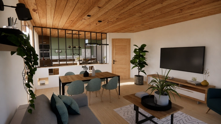 Contemporary, Flats / Apartments, Full Project, Shopping list, 3D ambiance, Plan
